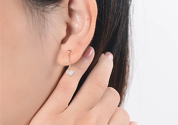 Dainty Heart Dangle Thread Earrings
