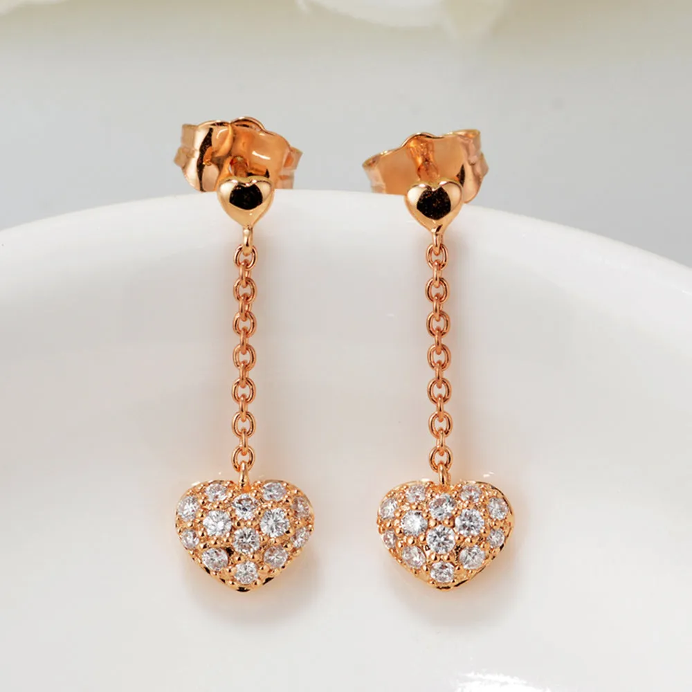 Dainty Heart Dangle Thread Earrings