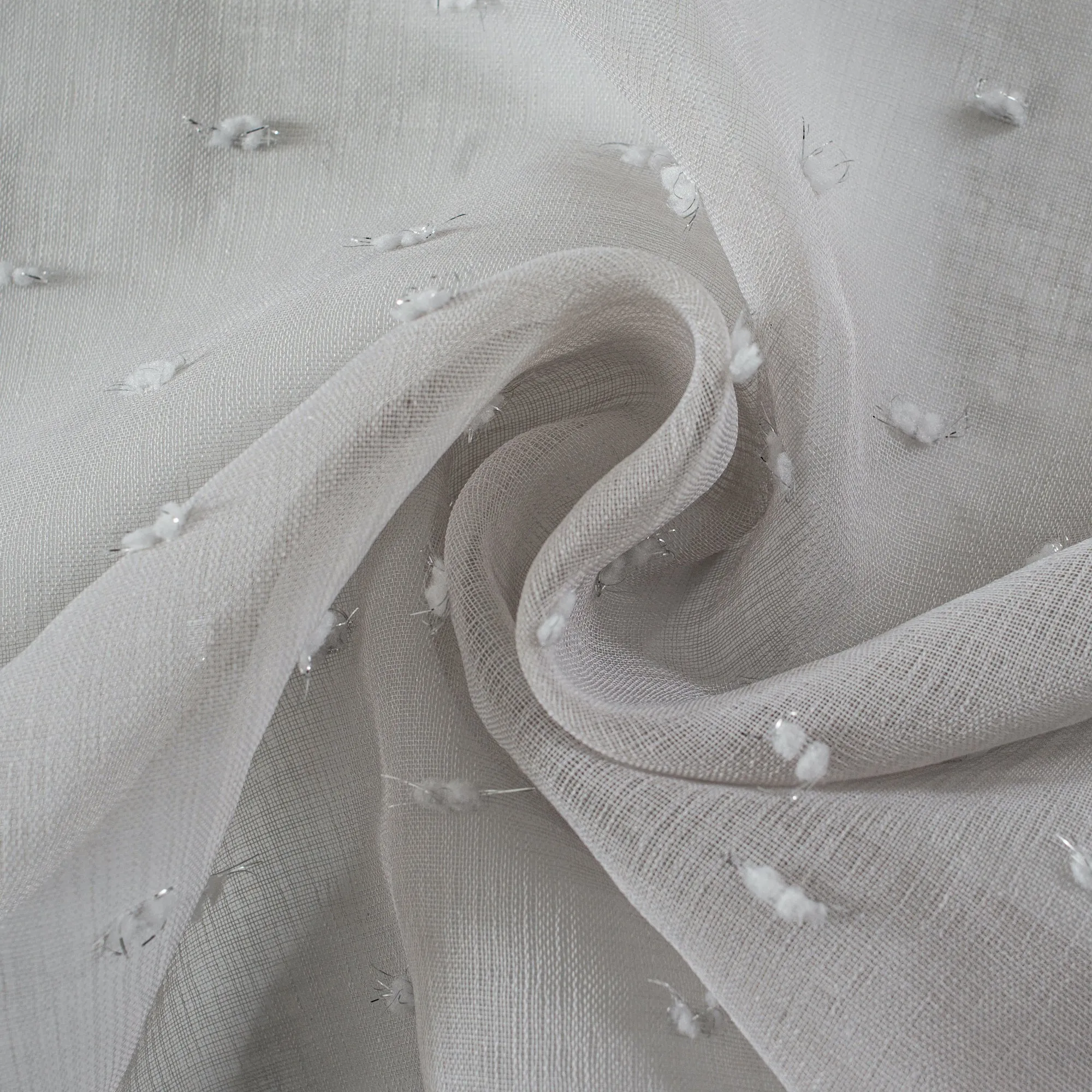 Dainty Home Ribbons Boho Linen Look Fabric With 3D Embellished Lurex Ribbons Light Filtering Grommet Panel Pair