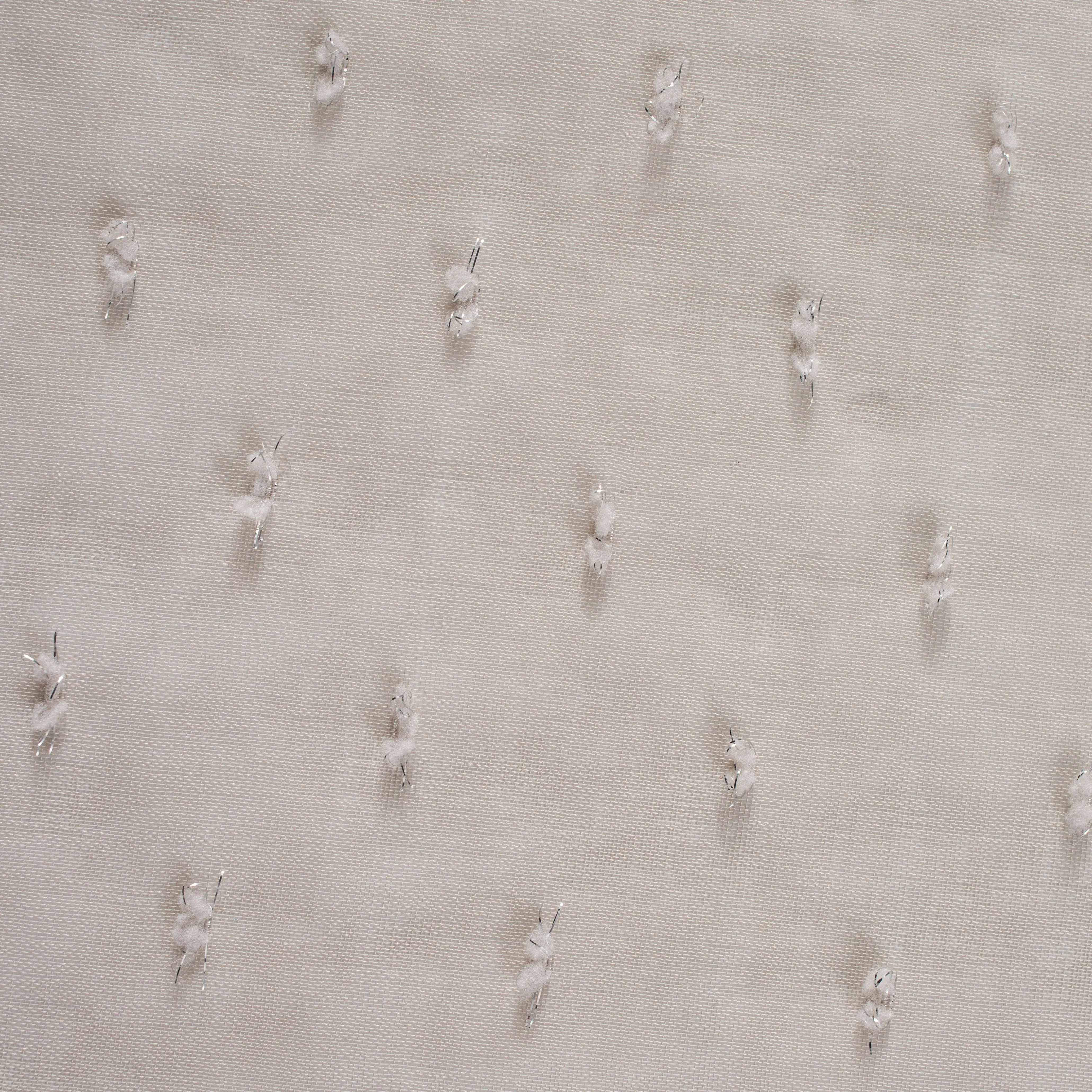 Dainty Home Ribbons Boho Linen Look Fabric With 3D Embellished Lurex Ribbons Light Filtering Grommet Panel Pair