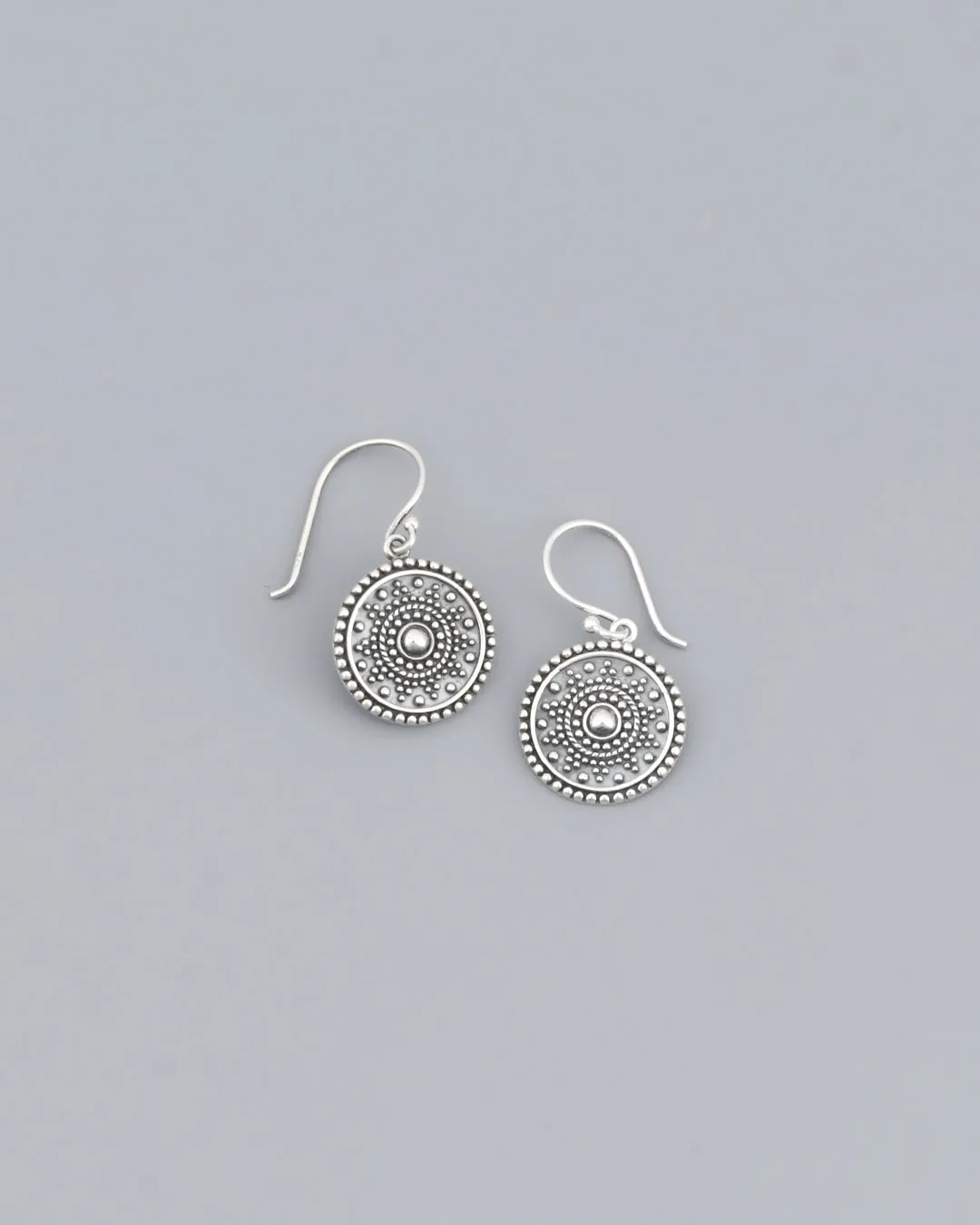 Dainty Mandala Silver Earrings
