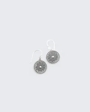 Dainty Mandala Silver Earrings