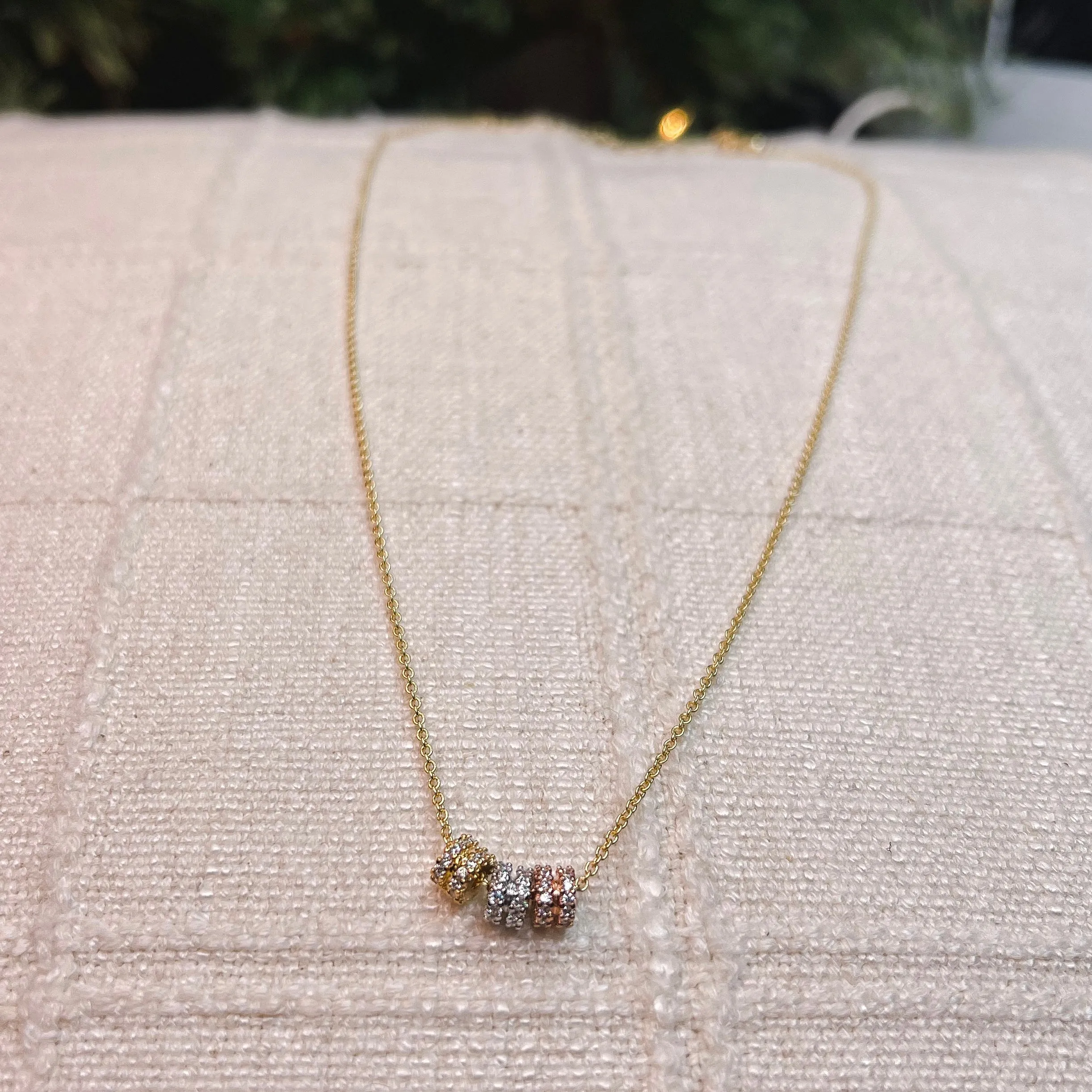 Dainty Rhinestone Embellished Triple Ring Necklace (3 Colors)