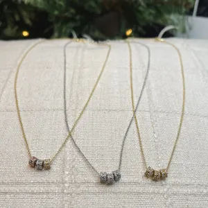 Dainty Rhinestone Embellished Triple Ring Necklace (3 Colors)