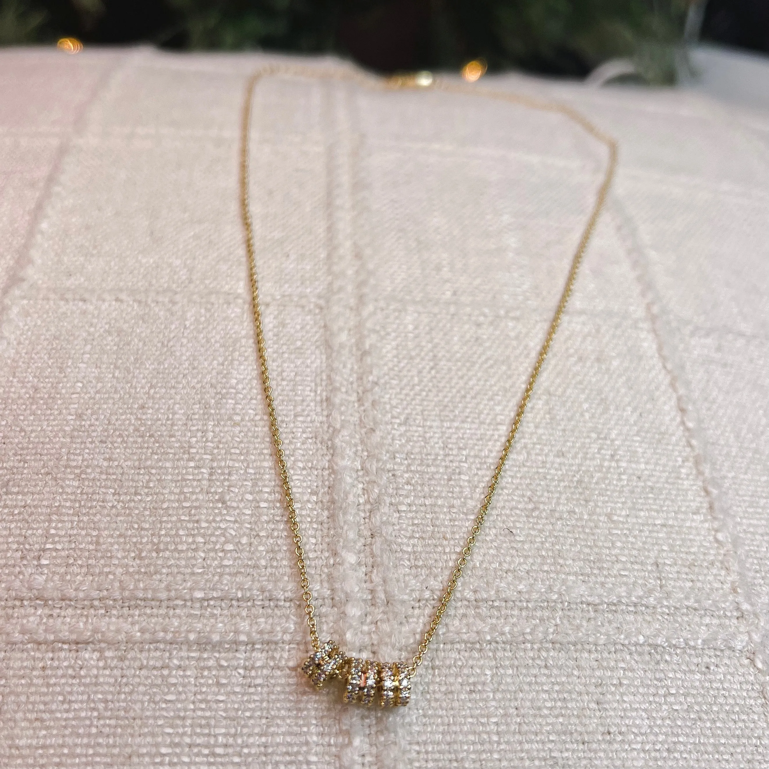 Dainty Rhinestone Embellished Triple Ring Necklace (3 Colors)