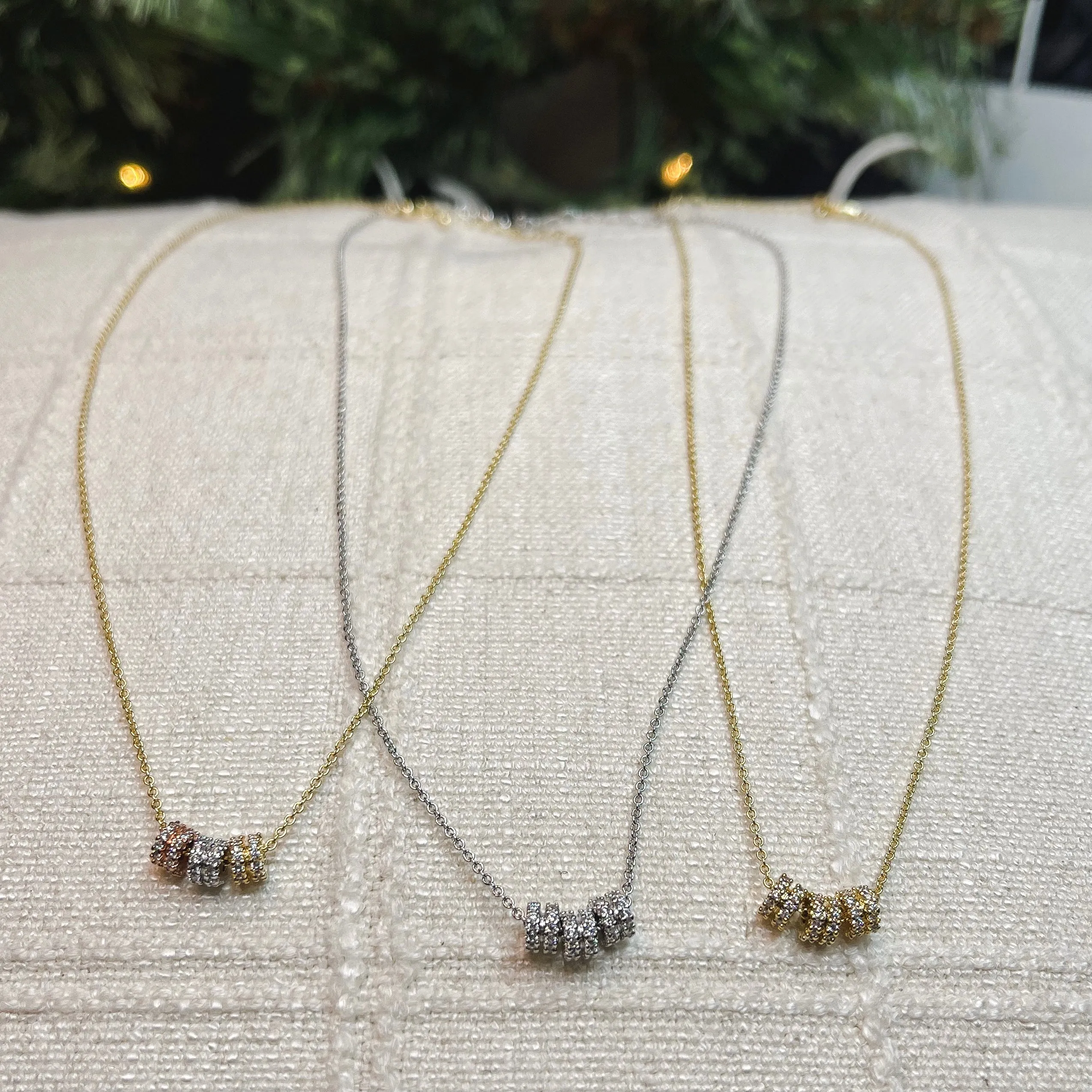 Dainty Rhinestone Embellished Triple Ring Necklace (3 Colors)