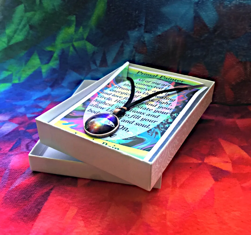 Dainty Throat Chakra Necklace, Blue Starburst Pendant, Metaphysical Artwork