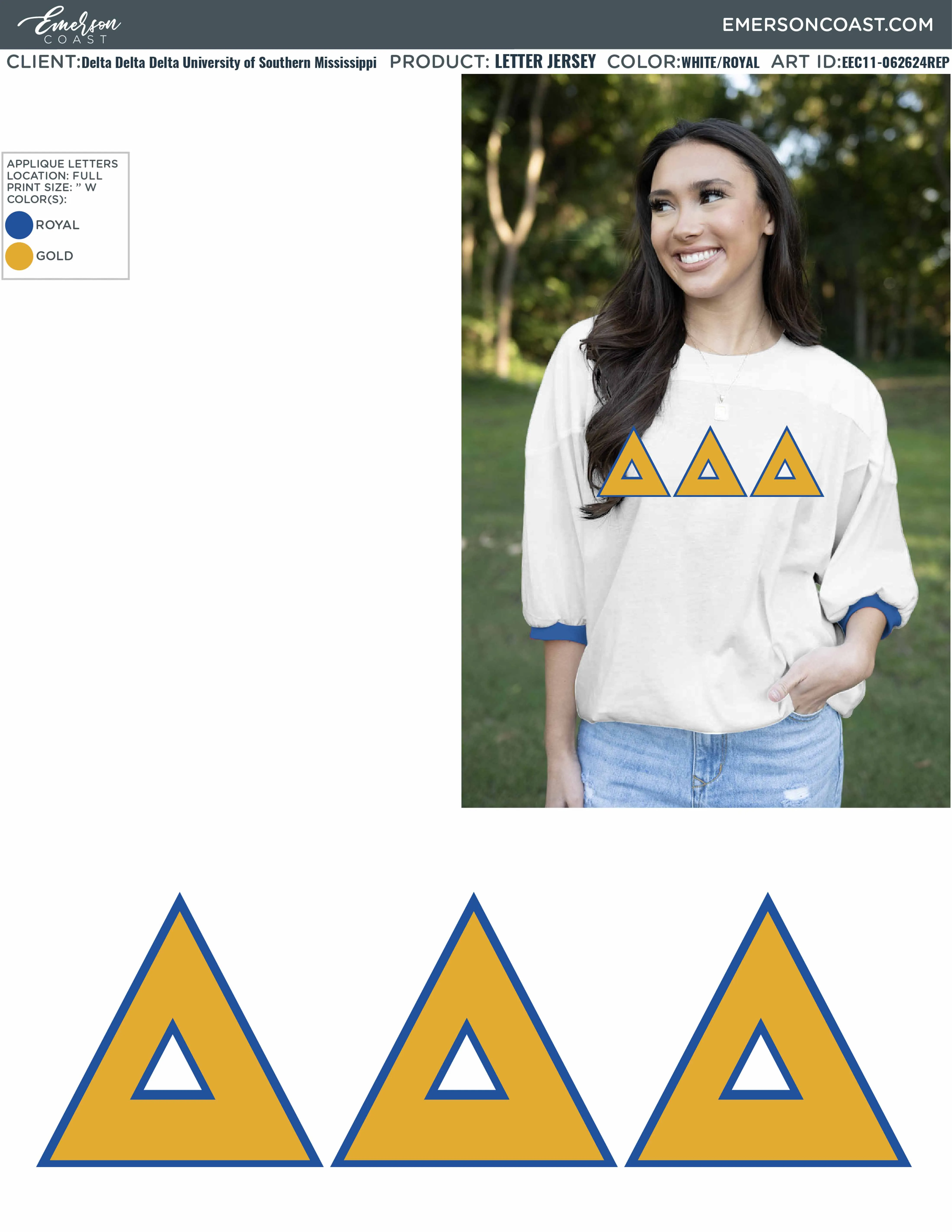 Delta Delta Delta Recruitment and Bid Day Greek Letter Jersey