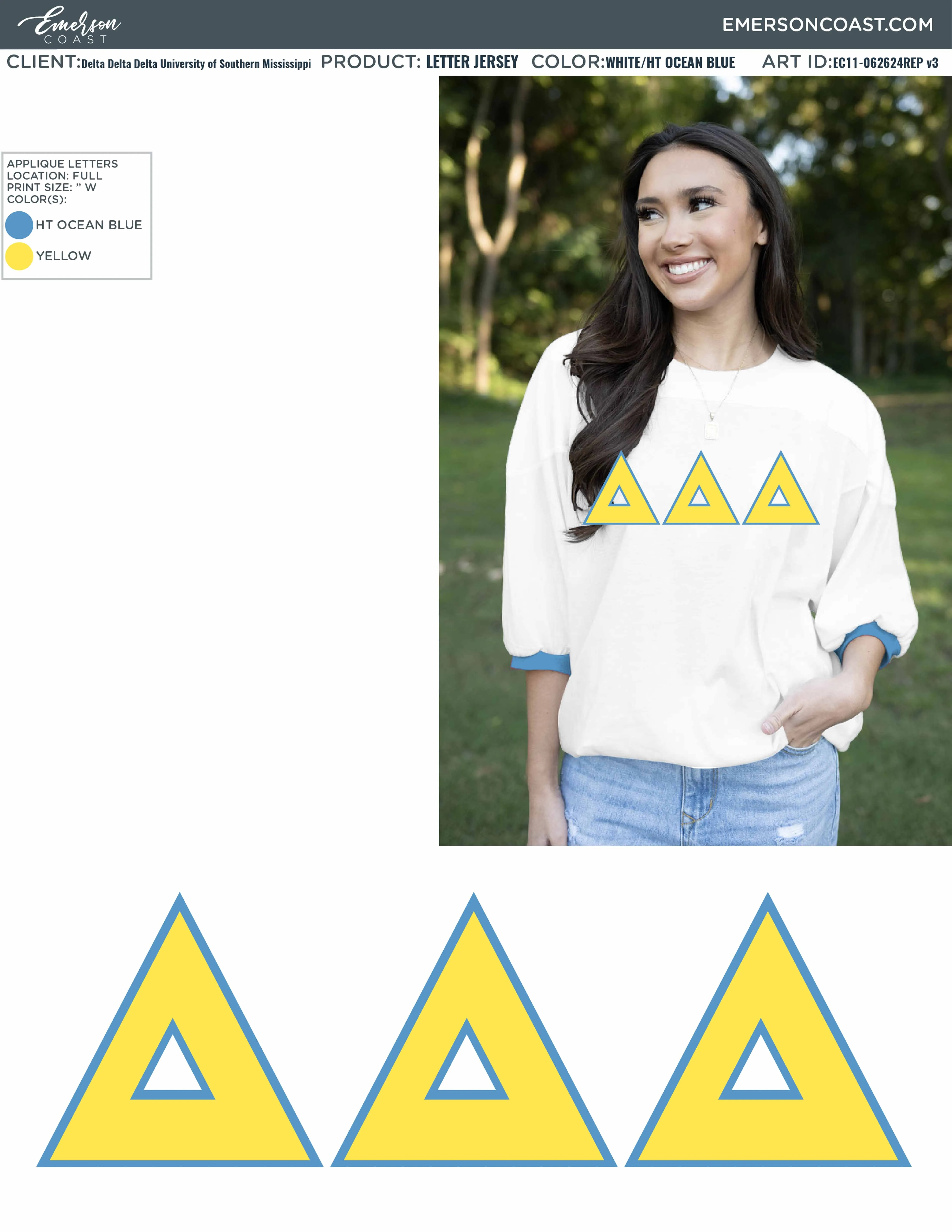 Delta Delta Delta Recruitment and Bid Day Greek Letter Jersey