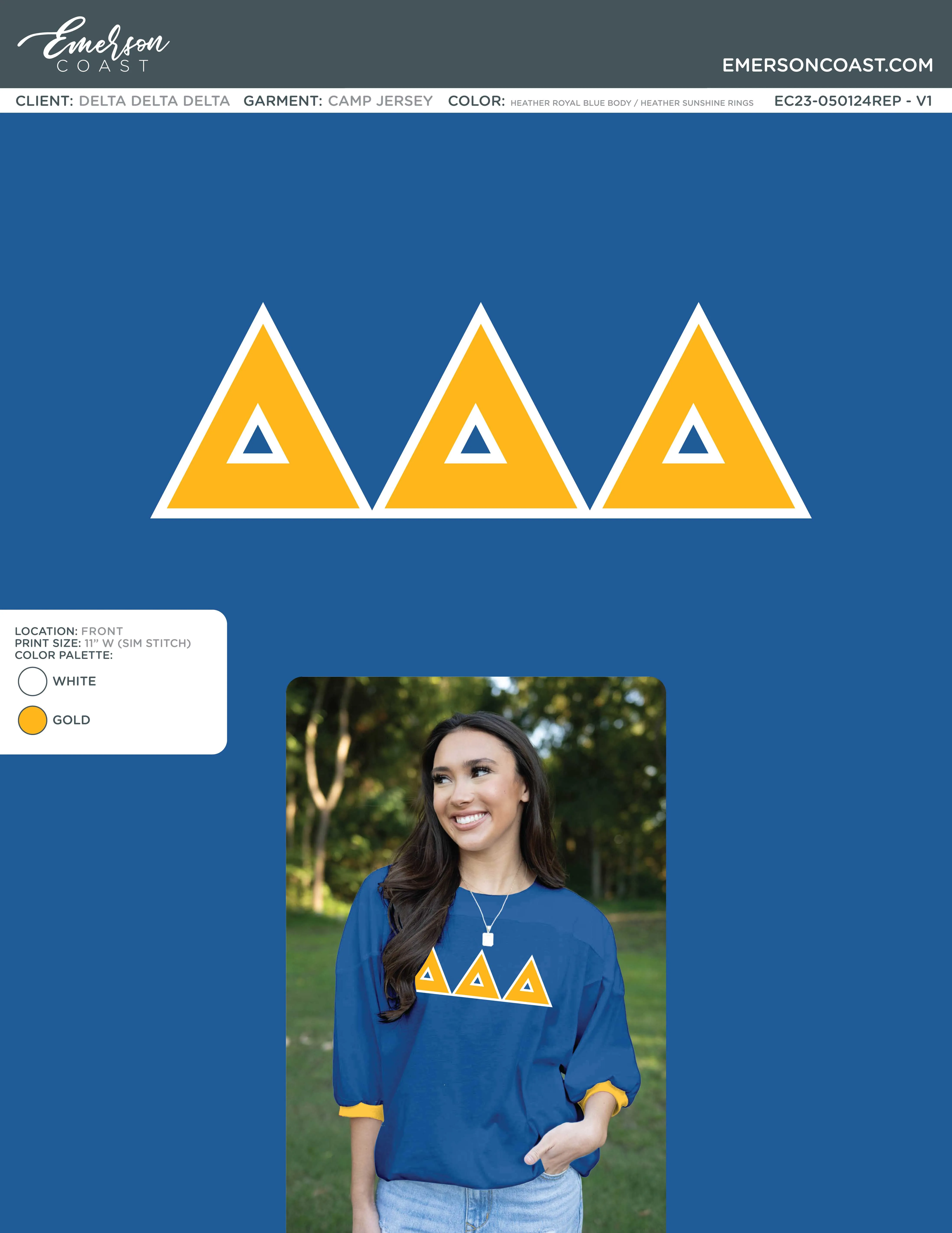 Delta Delta Delta Recruitment and Bid Day Greek Letter Jersey