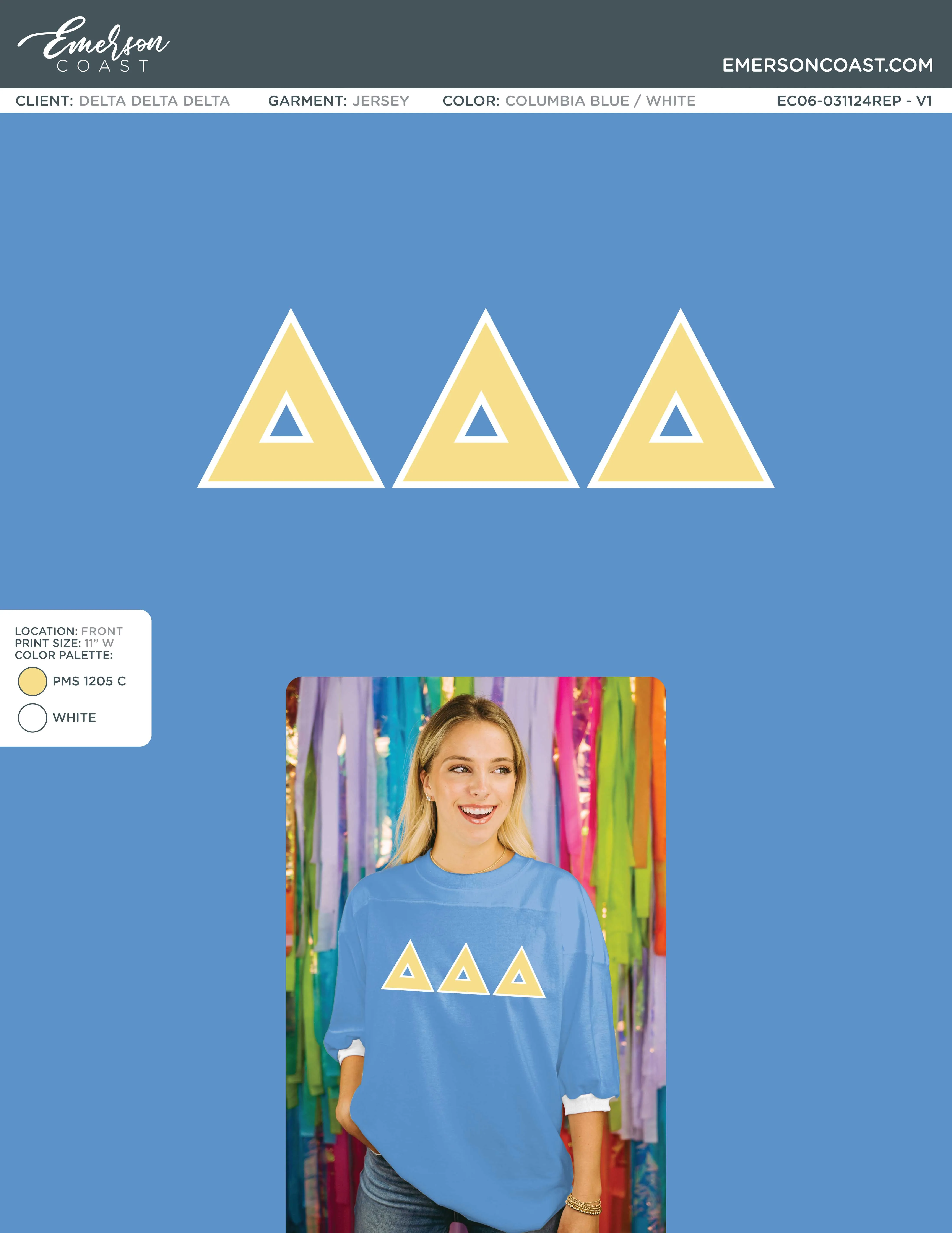 Delta Delta Delta Recruitment and Bid Day Greek Letter Jersey