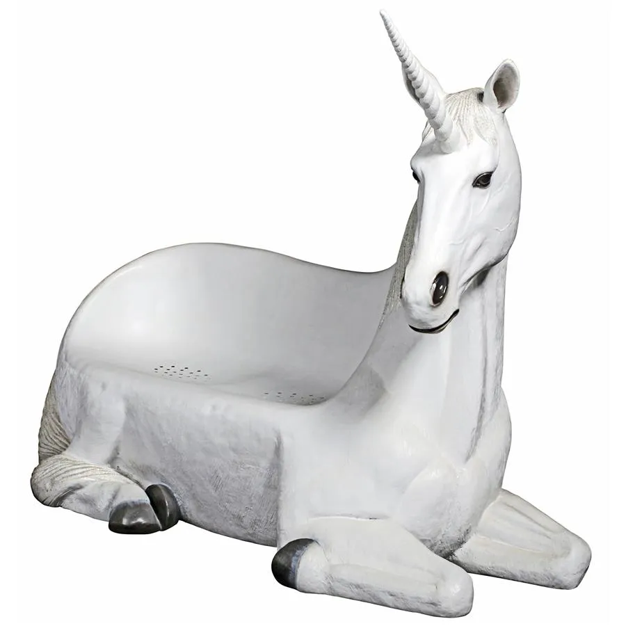 Design Toscano- Mystical Horned Unicorn Photo Op Sculptural Bench
