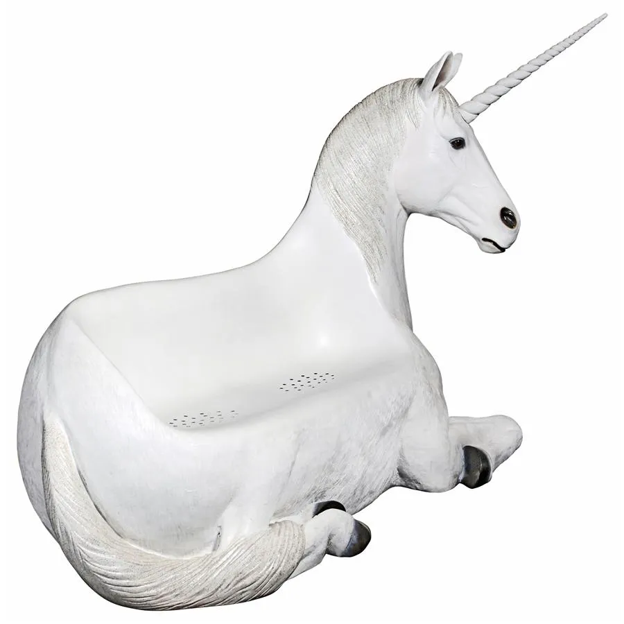 Design Toscano- Mystical Horned Unicorn Photo Op Sculptural Bench