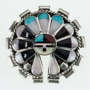 Dexter & Eva Cellicion ZUNI Sunface Pendant/Pin 32 mm Wide Hand Signed!