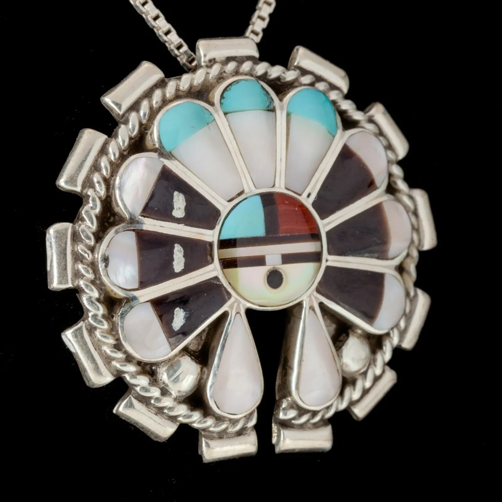Dexter & Eva Cellicion ZUNI Sunface Pendant/Pin 32 mm Wide Hand Signed!