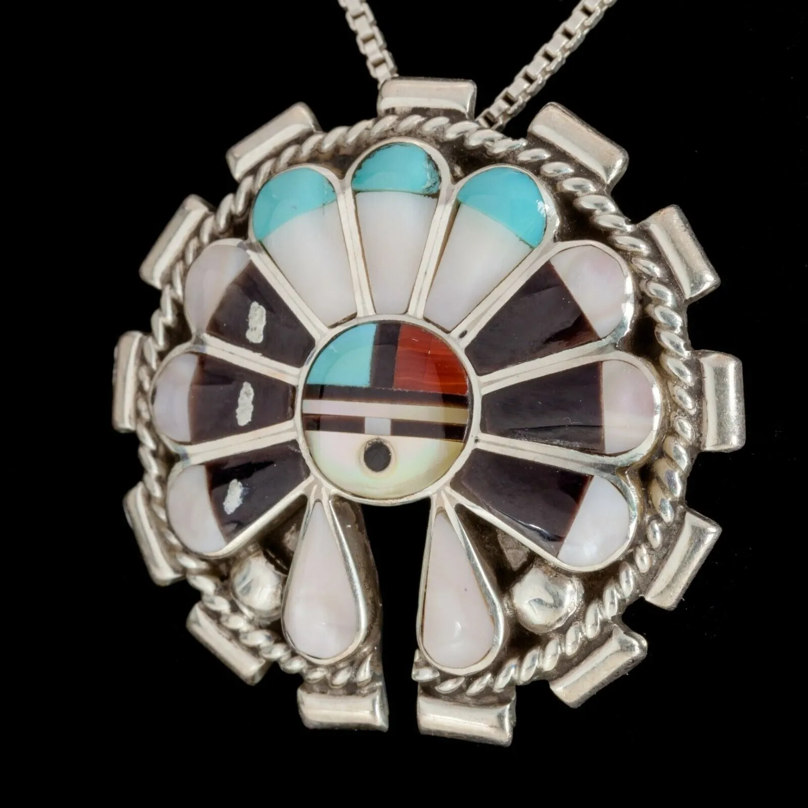 Dexter & Eva Cellicion ZUNI Sunface Pendant/Pin 32 mm Wide Hand Signed!