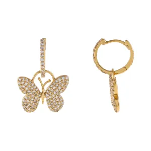 Diamond Butterfly Huggie Earring 14K