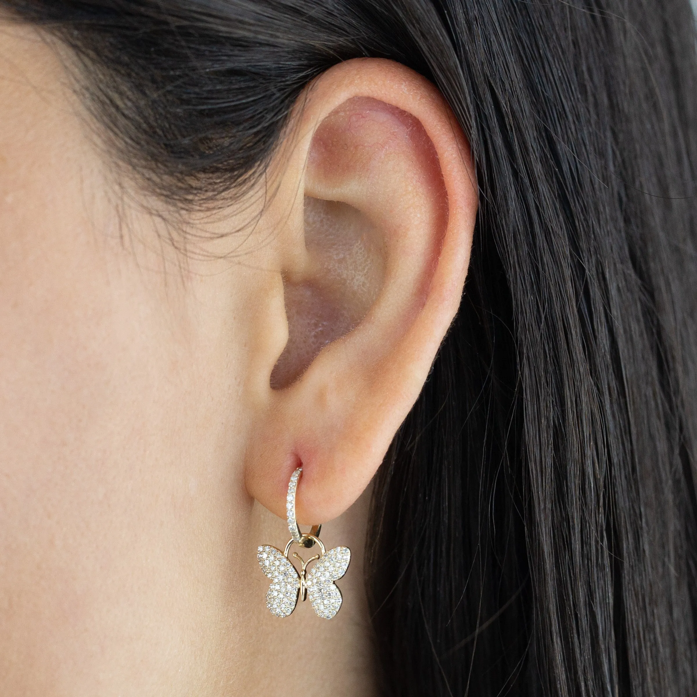 Diamond Butterfly Huggie Earring 14K