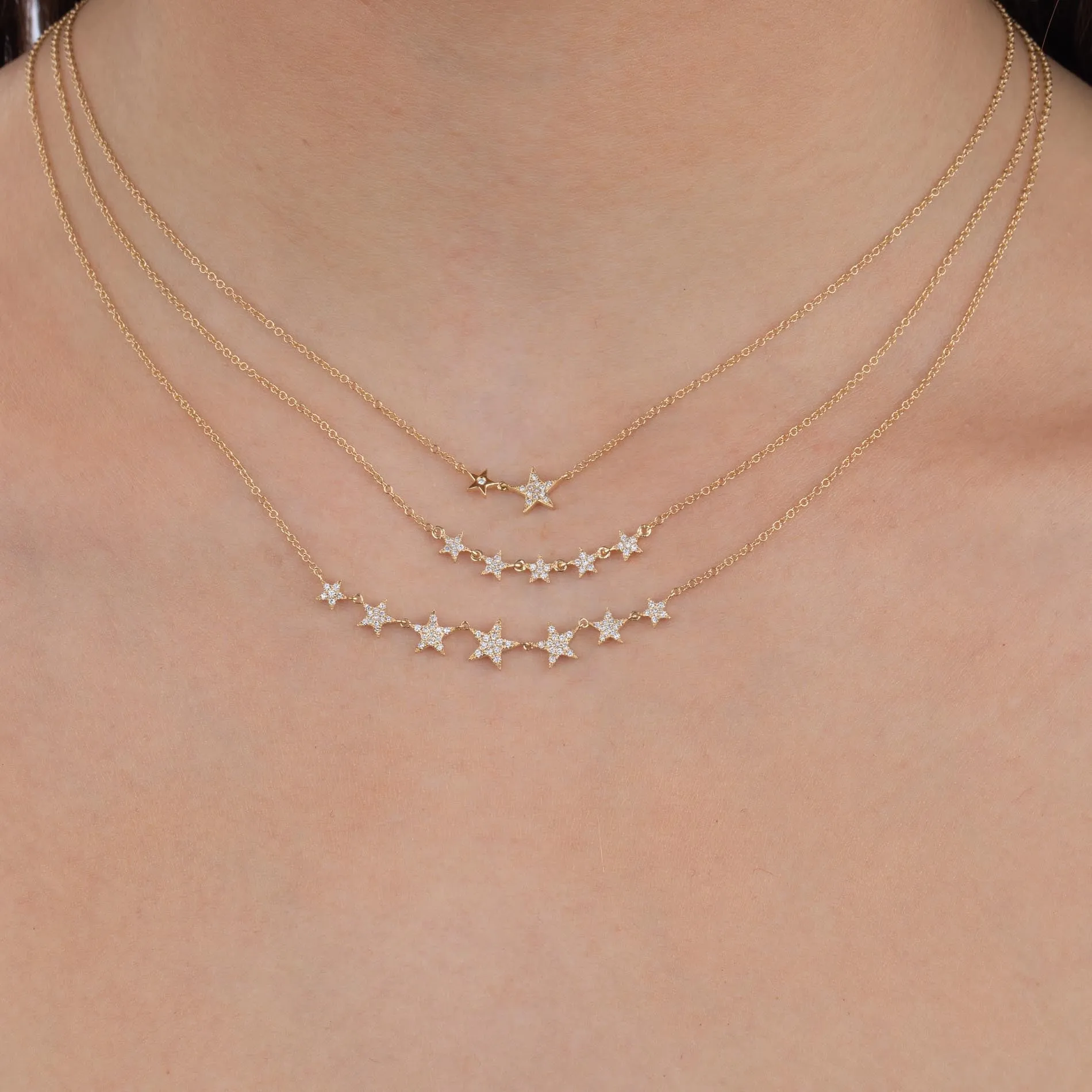 Diamond Mini Stars Necklace 14K