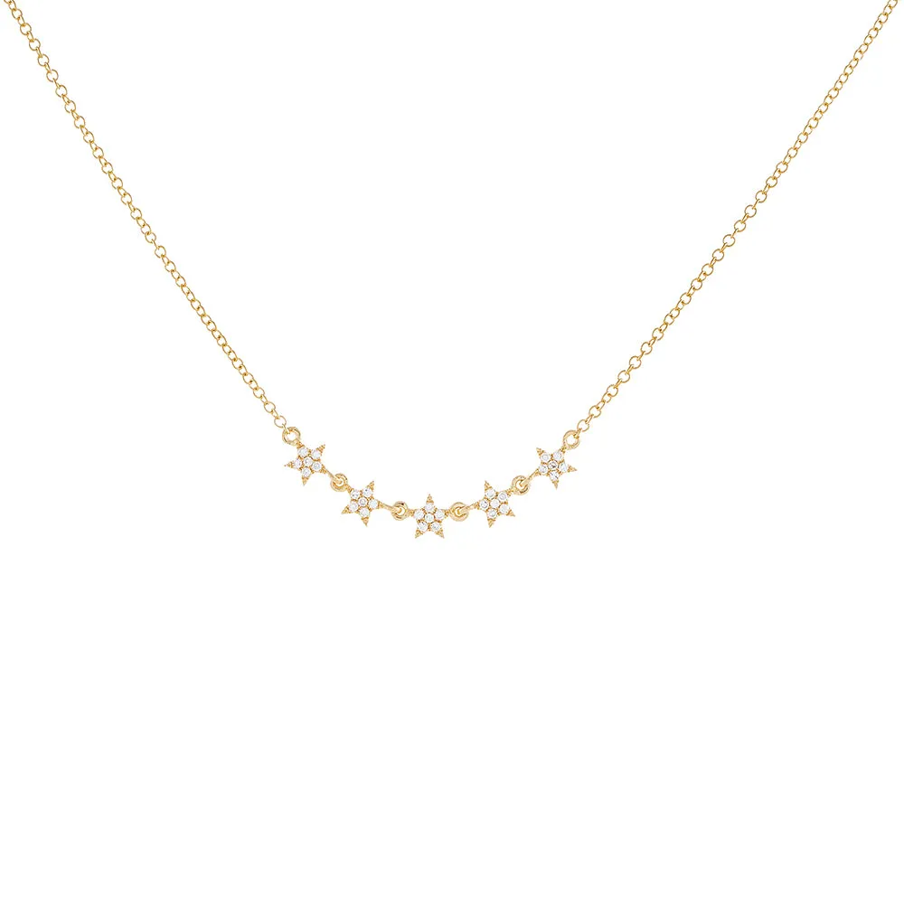 Diamond Mini Stars Necklace 14K