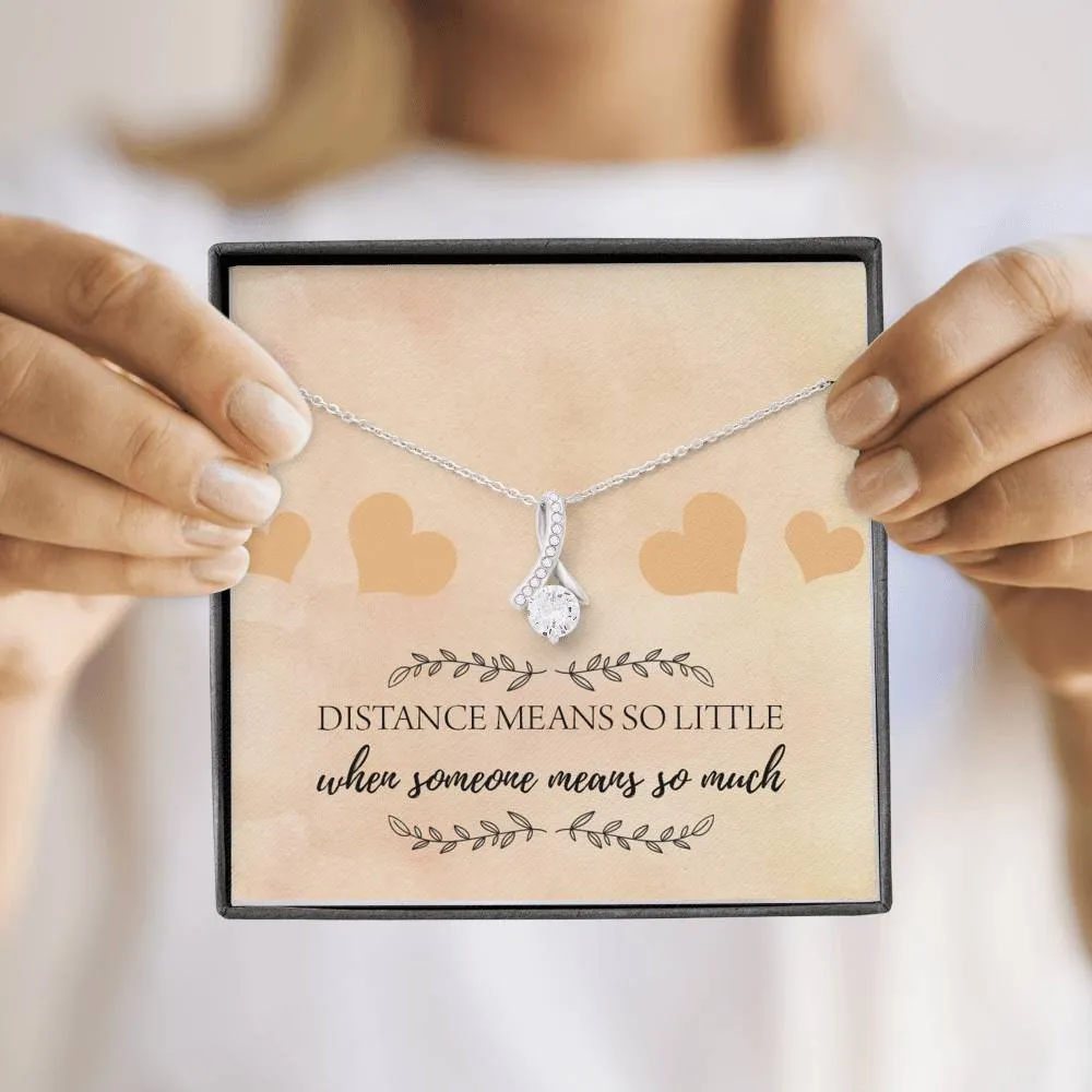 Distance Means So Little Ribbon Drop Pendant Necklace