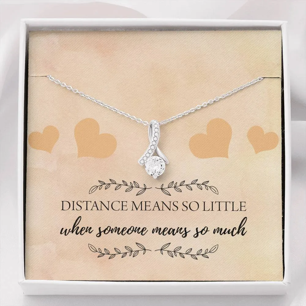 Distance Means So Little Ribbon Drop Pendant Necklace