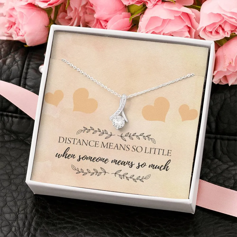 Distance Means So Little Ribbon Drop Pendant Necklace