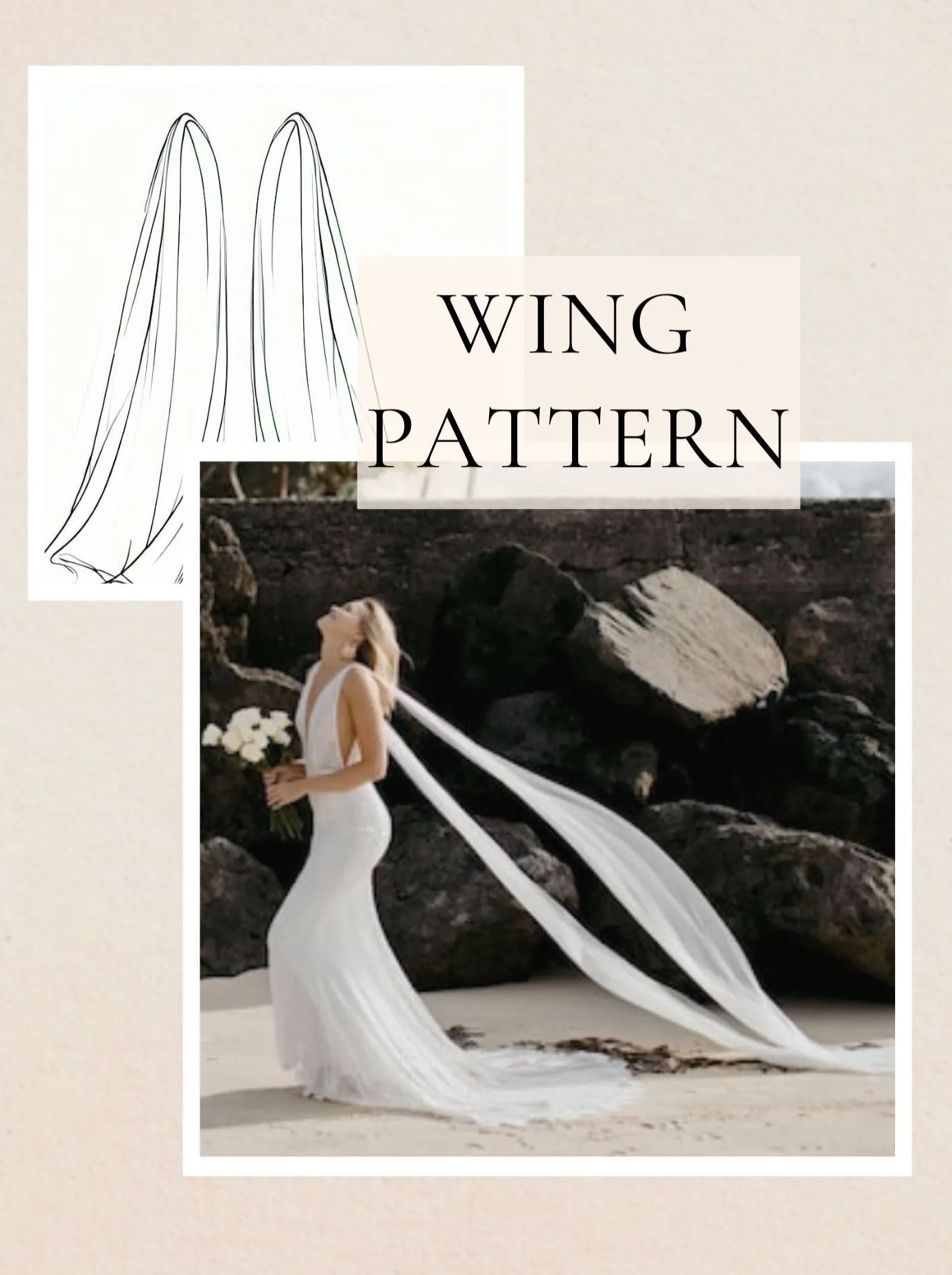 DIY Cathedral Length Tulle Wedding Wing Cape Pattern PDF Tutorial