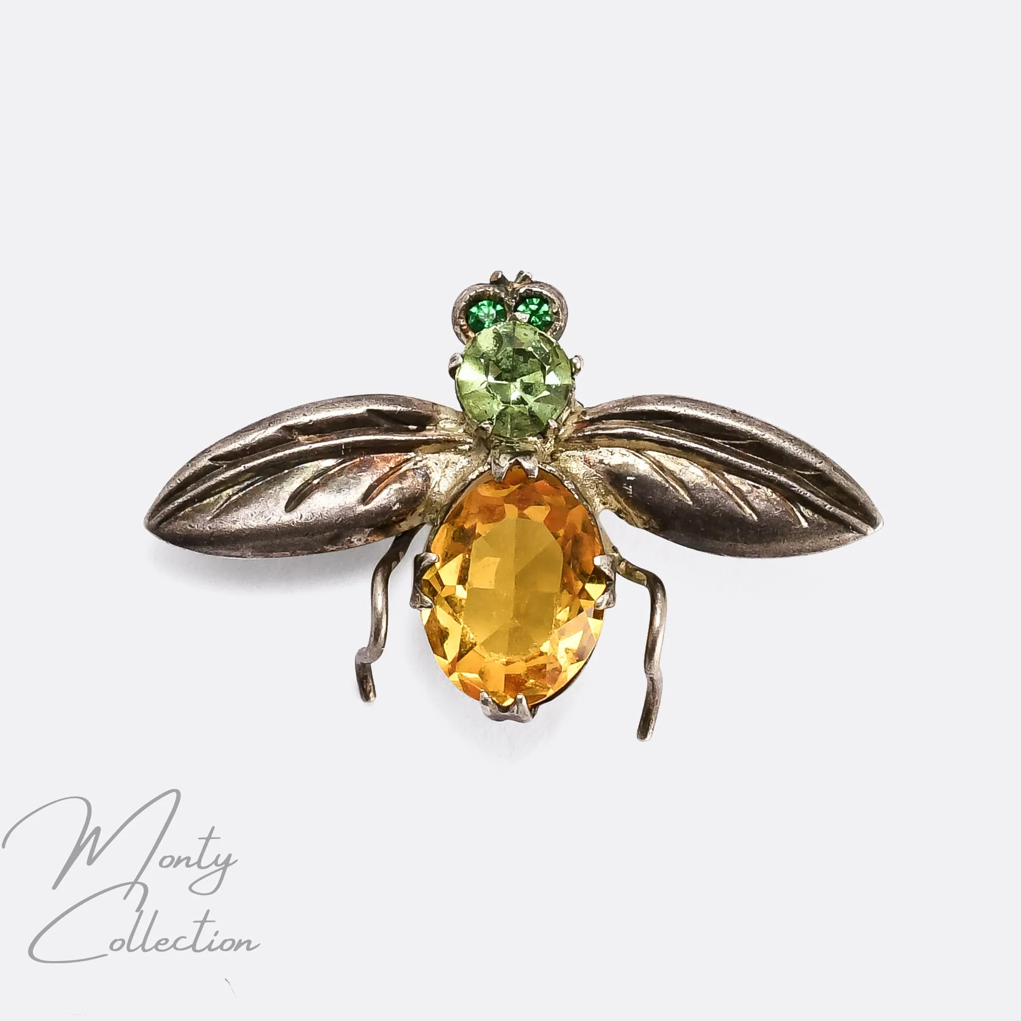 Edwardian Uranium Glass Bee Brooch
