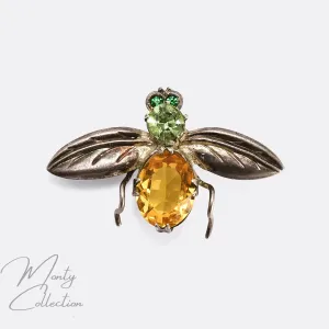 Edwardian Uranium Glass Bee Brooch