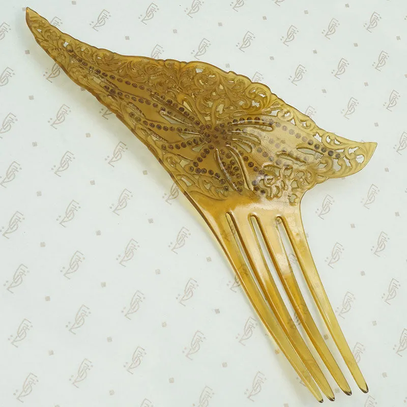 Elaborate Vintage Celluloid Butterfly Hair Comb