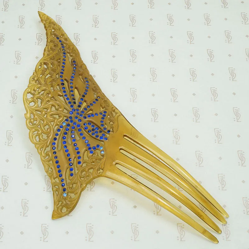 Elaborate Vintage Celluloid Butterfly Hair Comb