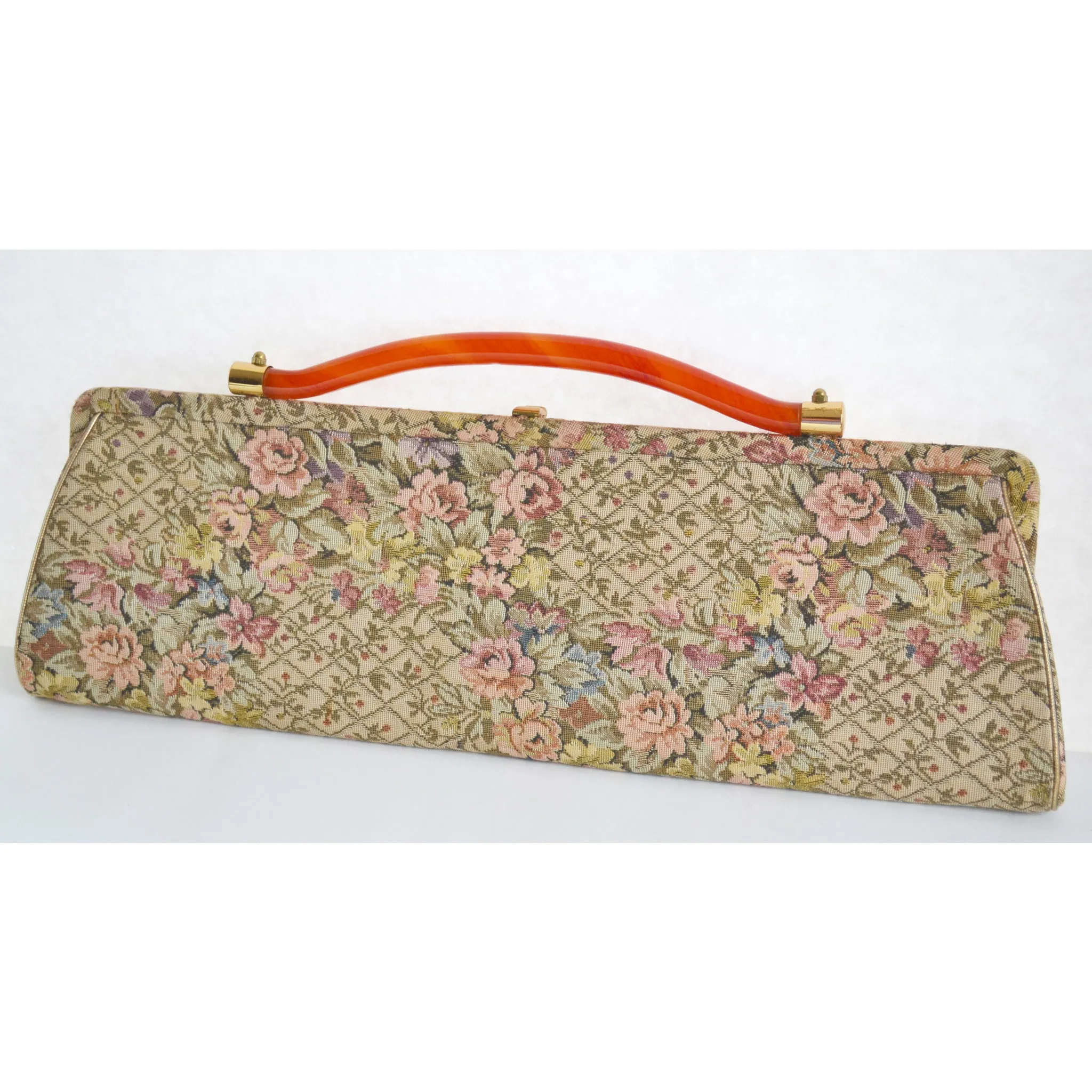 Elongated Tapestry & Bakelite Purse