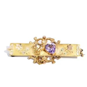 Elvera Antique 1900s Amethyst & Citrine Nature Brooch 9ct Gold