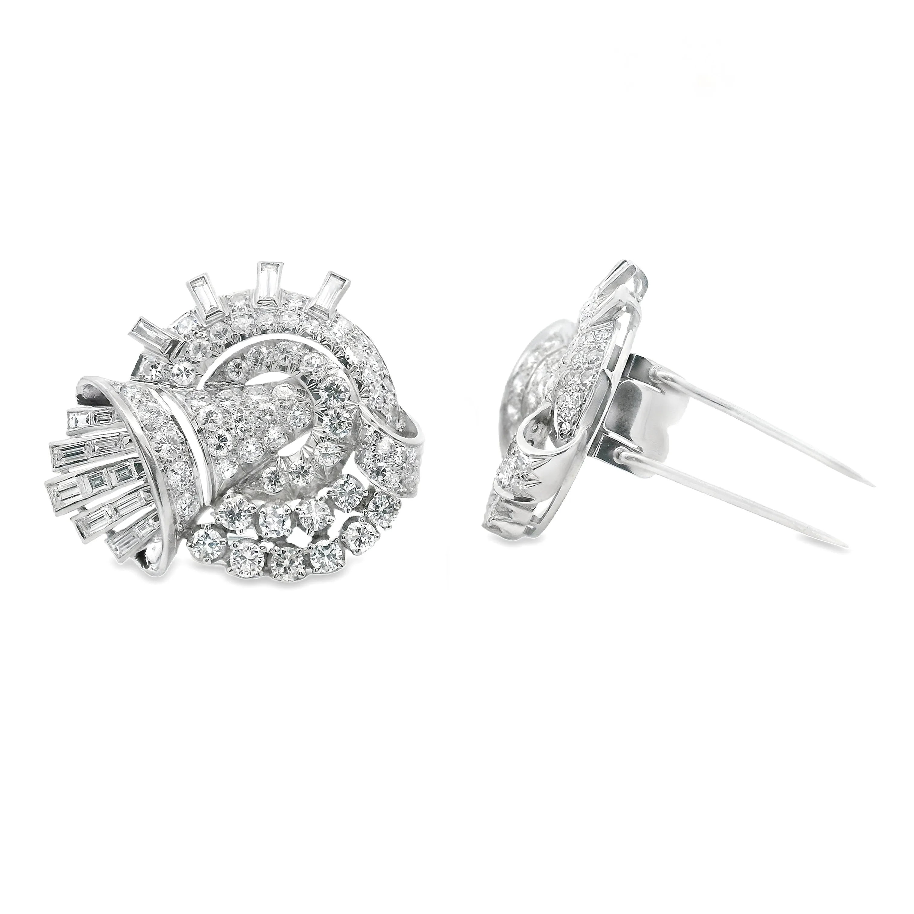 Estate Platinum Diamond Brooch
