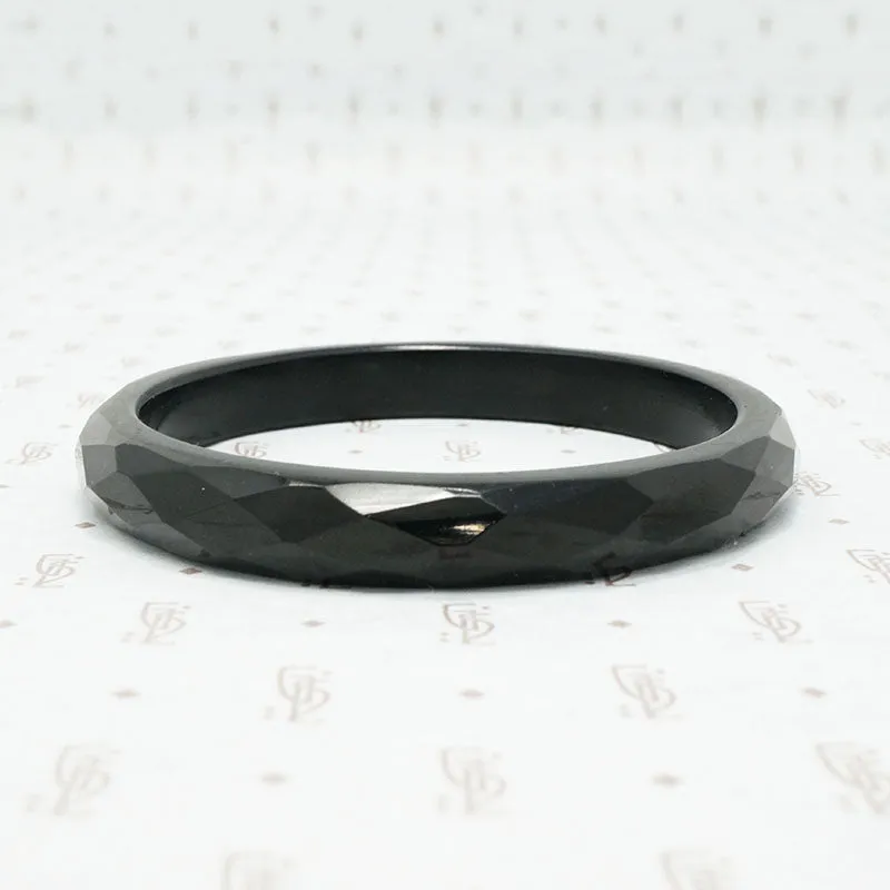 Faceted Black Bakelite Bangle