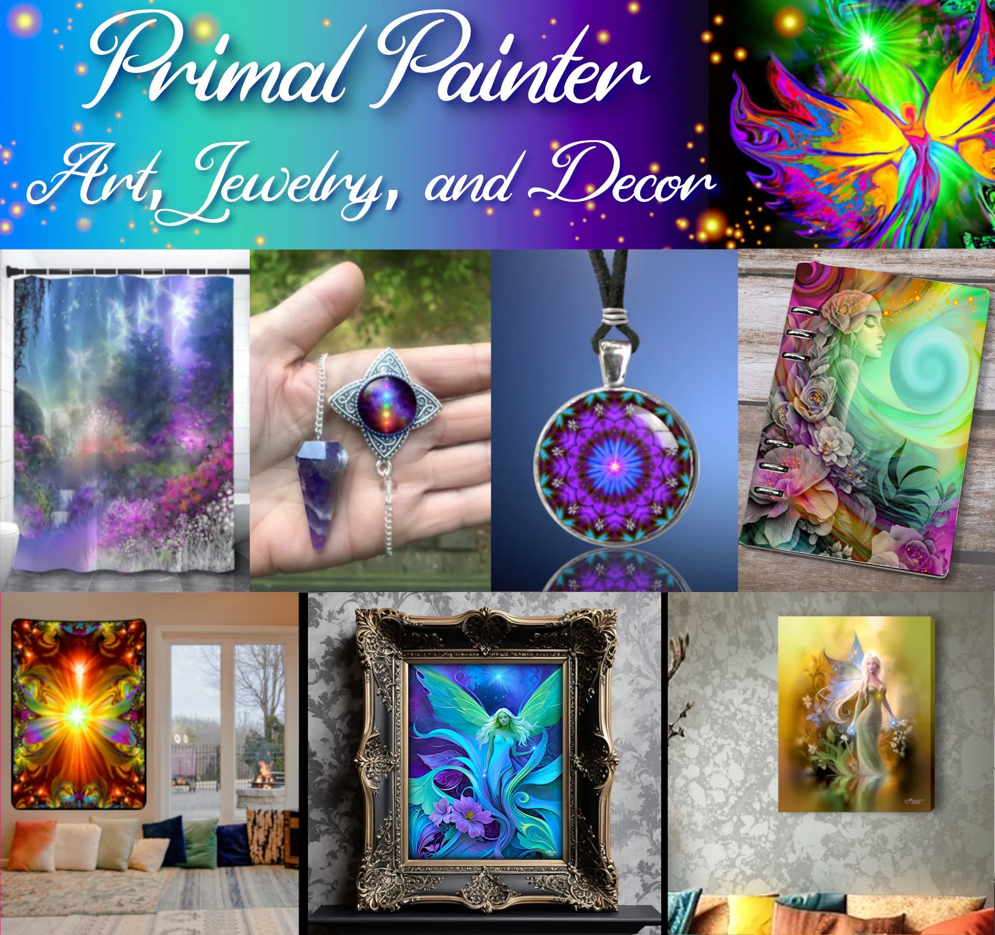 Fantasy Fairy Art Greeting Card, Colorful Art Nouveau Notecard - "Fairy Garden"
