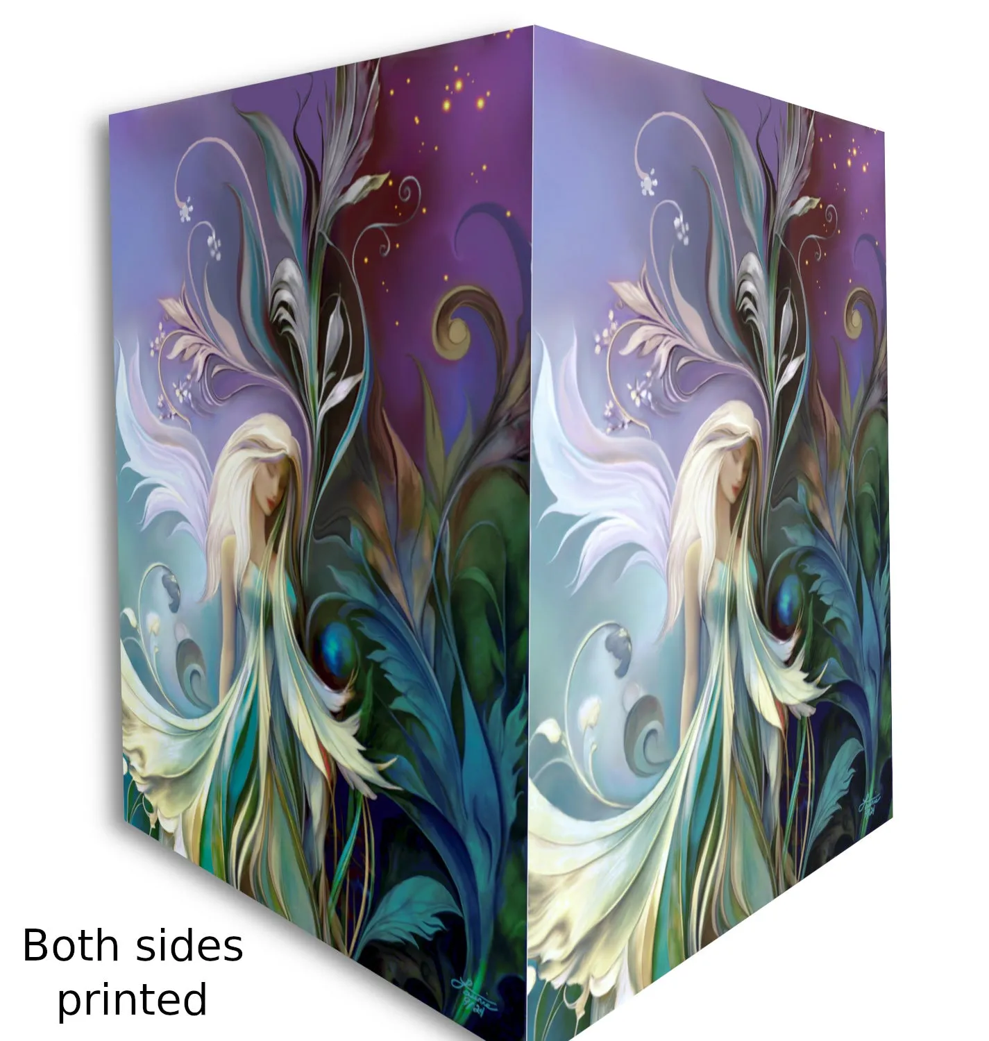 Fantasy Fairy Art Greeting Card, Colorful Art Nouveau Notecard - "Fairy Garden"