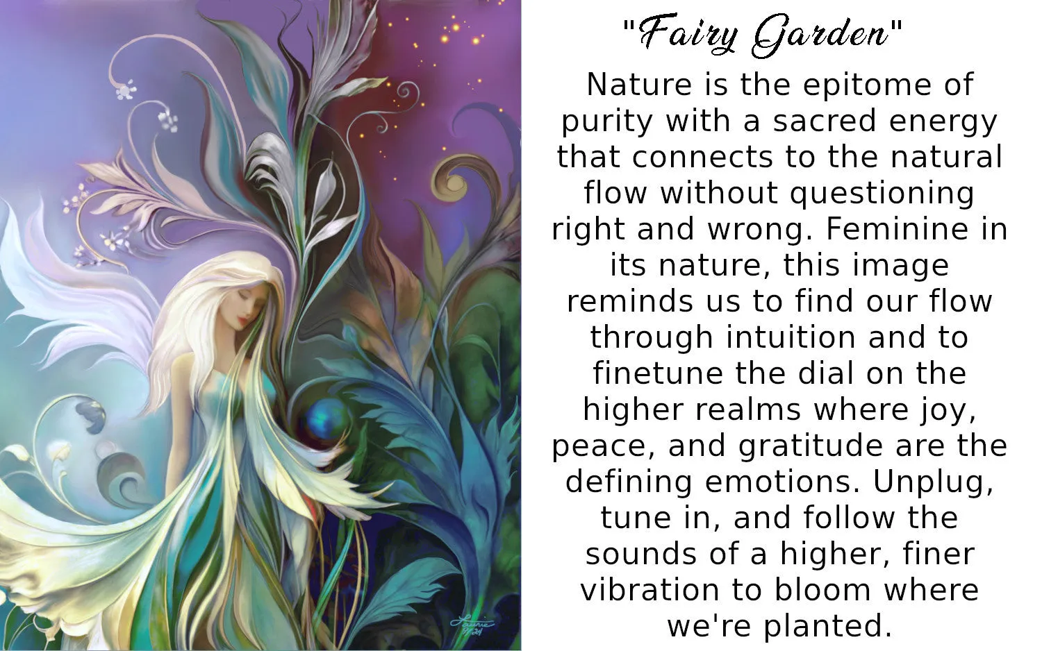 Fantasy Fairy Art Greeting Card, Colorful Art Nouveau Notecard - "Fairy Garden"