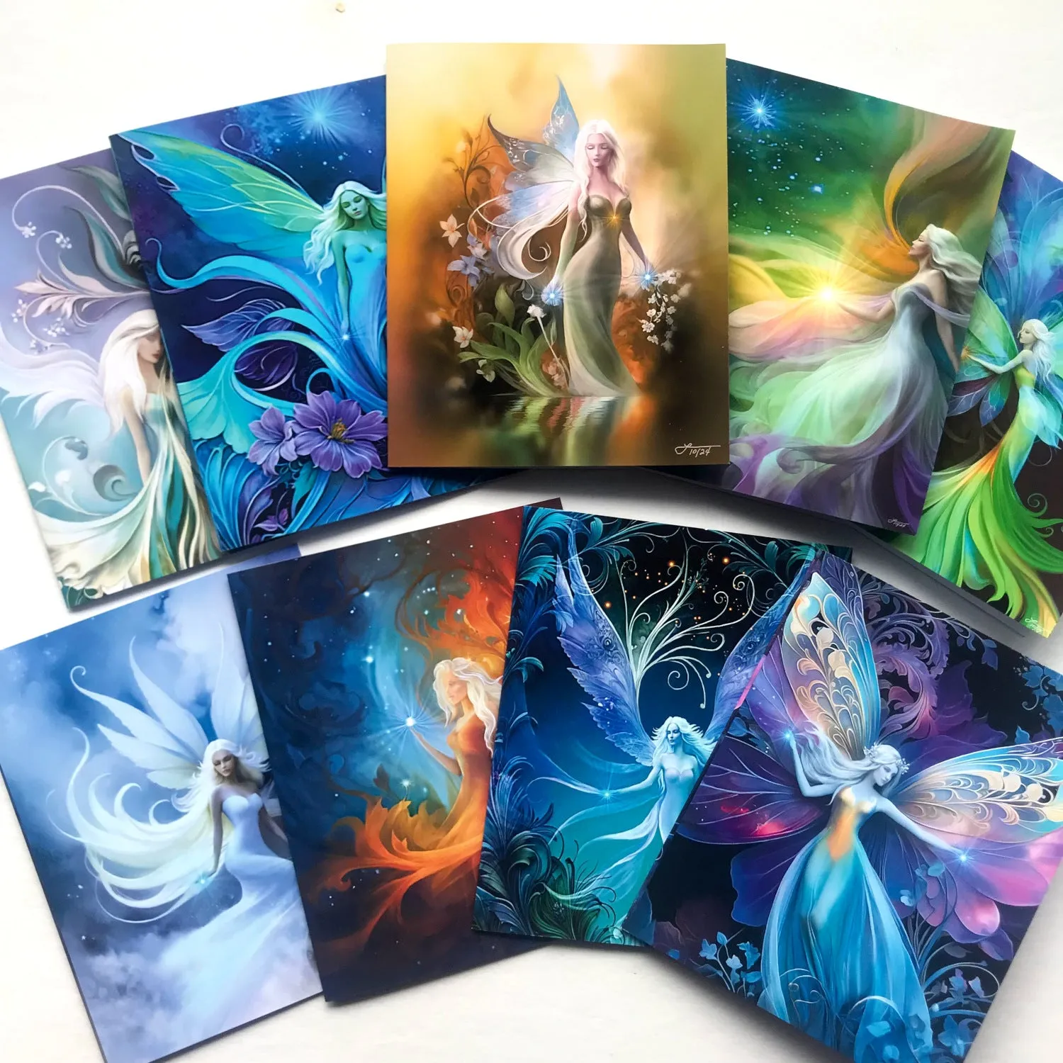 Fantasy Fairy Art Greeting Card, Colorful Art Nouveau Notecard - "Fairy Garden"