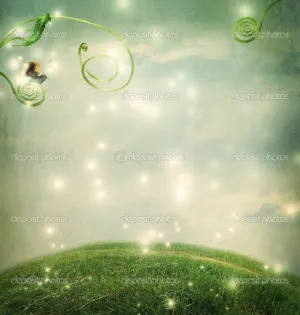 Fantasy Landscape with Small Snail Indelible Print Fabric Backdrop