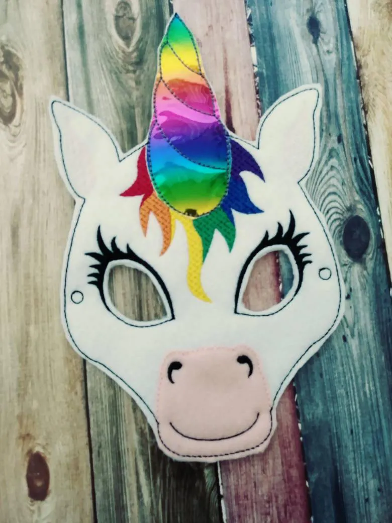Felt Unicorn Mask - Rainbow Unicorn- magical - party favor - non food treat - Fantasy - Halloween - dress up - pretend play - birthday