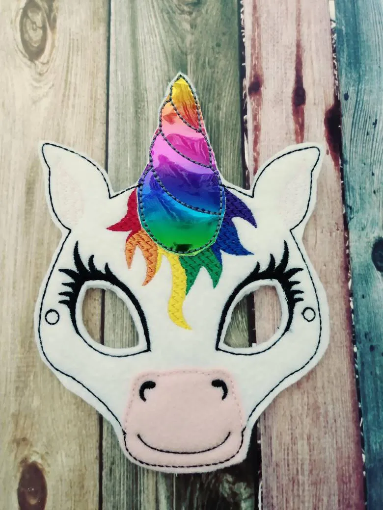 Felt Unicorn Mask - Rainbow Unicorn- magical - party favor - non food treat - Fantasy - Halloween - dress up - pretend play - birthday