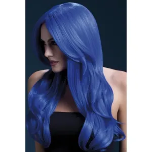 Fever Khloe Wig - Neon Blue, Long Wave with Centre Parting