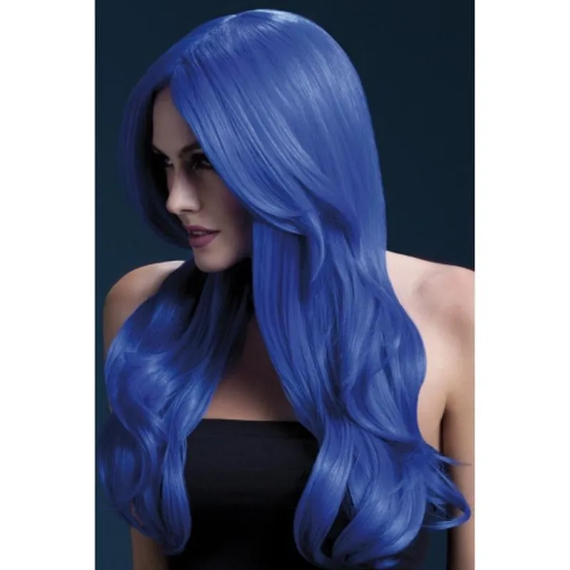 Fever Khloe Wig - Neon Blue, Long Wave with Centre Parting