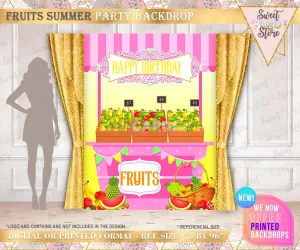 Fruit stand party backdrop, fruits tropical party backdrop, fruit stand backdrop, tropical summer party backdrop, tropical fruits banner