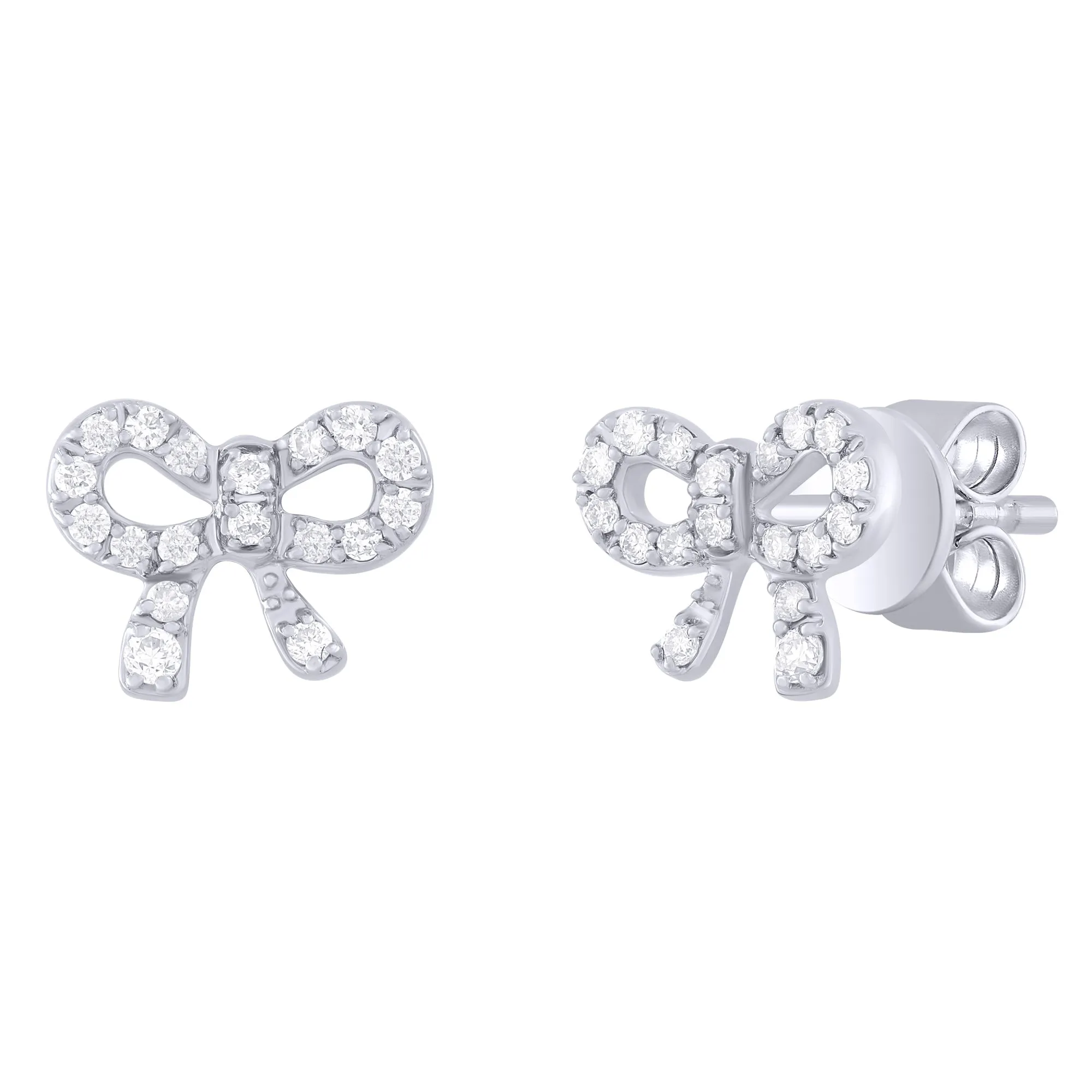 Full Pave Mini Diamond Bow Earrings