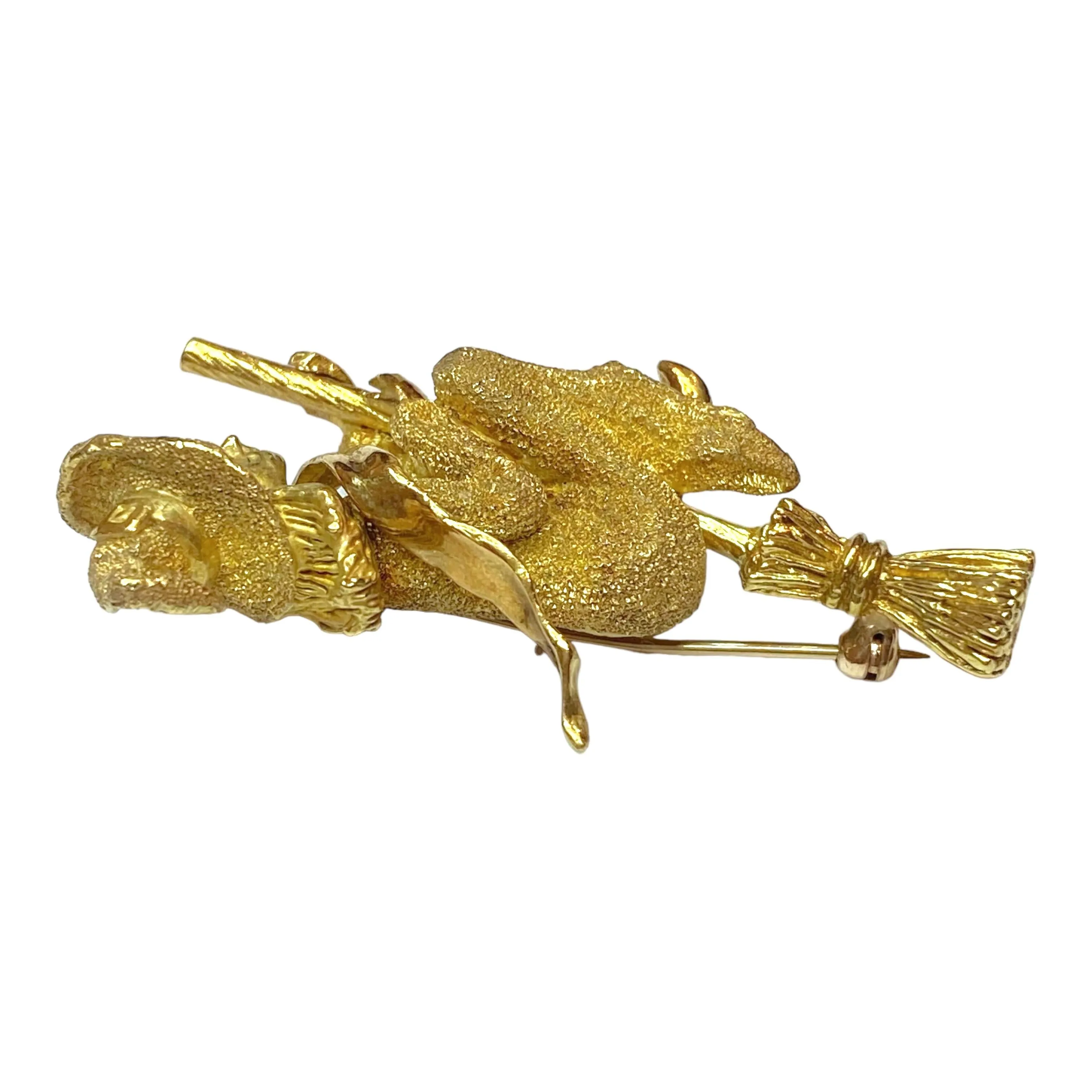 George Lederman Vintage 18K Witch on Broomstick Brooch