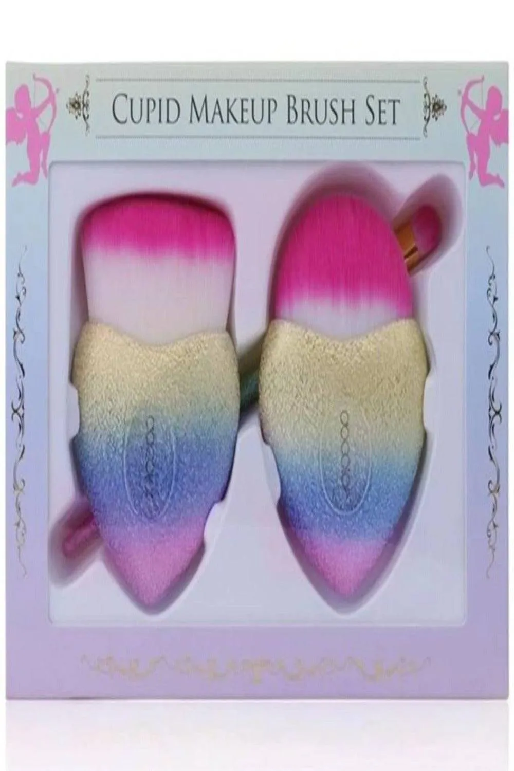 Glitter Rainbow Heart Cupid Makeup Brush Set - 3 Pack