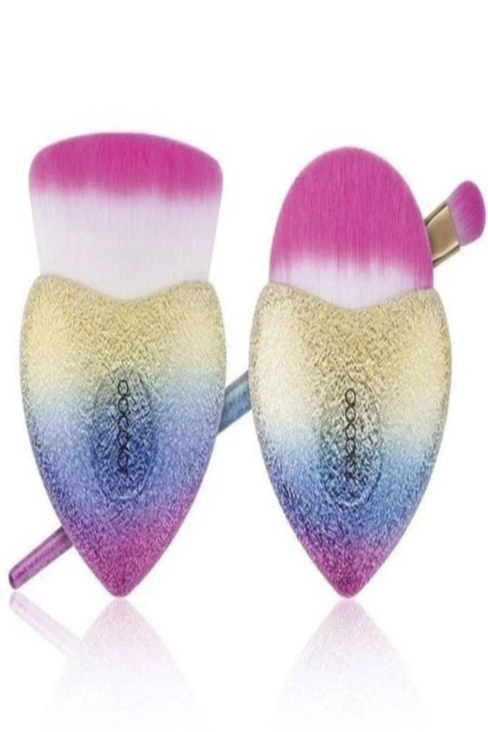 Glitter Rainbow Heart Cupid Makeup Brush Set - 3 Pack
